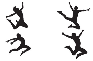 silhouettes of jumping people