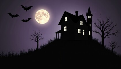 Halloween Background, Witches, Bats, Haunted Houses, Dark Forests and Halloween Themes with Copy Space