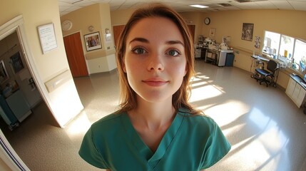 Fototapeta premium Young Medical Assistant in Healthcare Setting