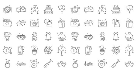 Set of Valentine's Day vector icons on white background