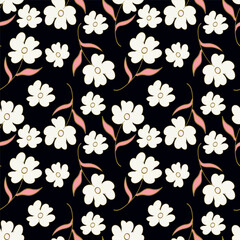 Colorful hand draw flowers seamless pattern for fabric textile wallpaper.