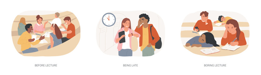 College lessons isolated cartoon vector illustrations se