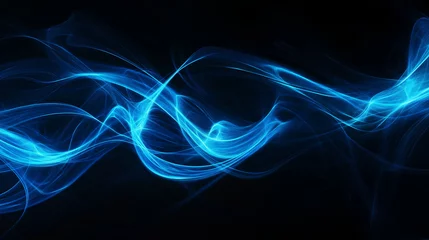 Abstract blue light waves on a dark background