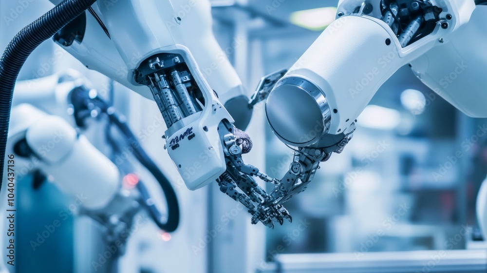 Fototapete next-generation robotics research lab, innovative workspace with humanoid robots, robotics style