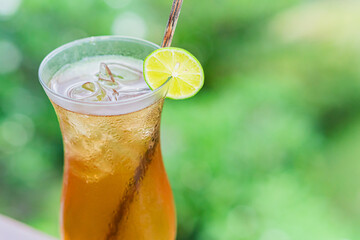Tropical Cocktail with Lime Garnish