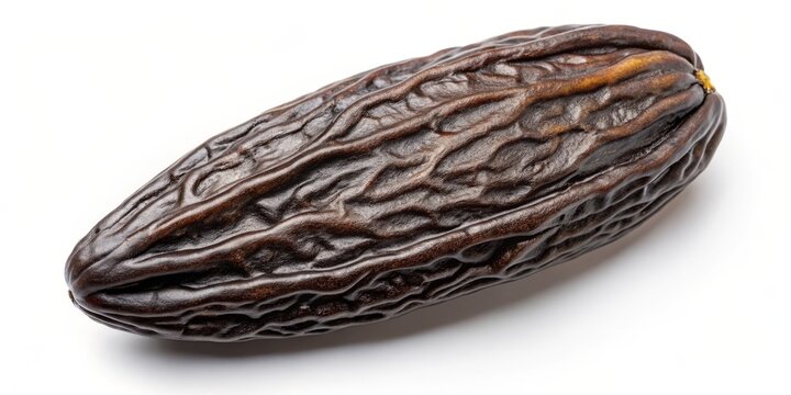 Close-up View of a Single Tonka Bean on White Background, Bean, Aromatic, Flavoring
