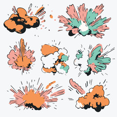 Naklejka premium Vector illustration Hand Drawn Boom explosion Doodle set concept