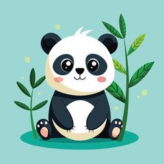 Cute Panda Illustration with Bamboo