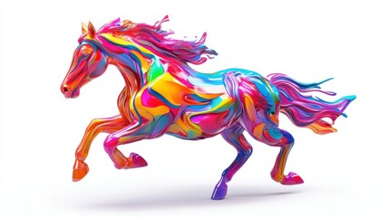 Abstract Colorful Horse Running in Mid-Air