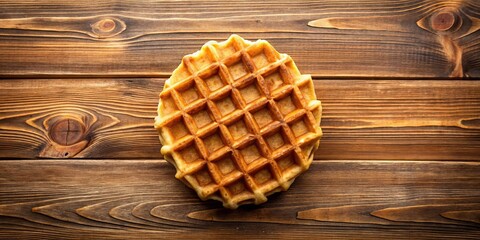 Crispy Belgian Waffle on Rustic Wooden Background, Belgian waffle, food photography, breakfast treat