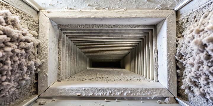 Dust Covered Ventilation Duct, Rectangular Shape, Dirty, Indoor Air Quality ,ventilation, dust, HVAC