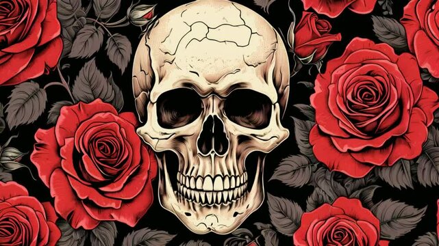 Classic Roses & Skulls