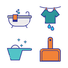 set of vector icons of toilet with white background