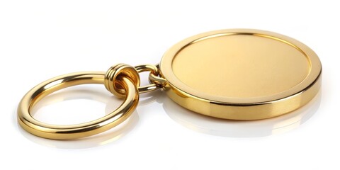 Golden Keychain with Round Disc, Keychain, Keyring, Gold