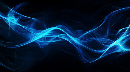 Abstract blue light trails in motion on a dark background