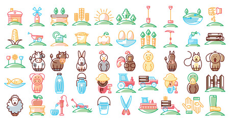 Farm vector icon set on white background