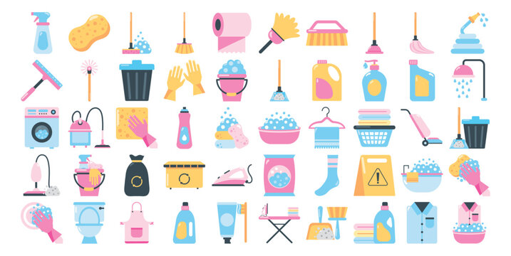 set of vector icons of toilet with white background