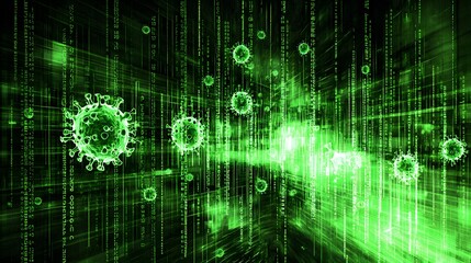 Educational Chart: Green chart with virus names, including poliovirus, for educational purposes1. 