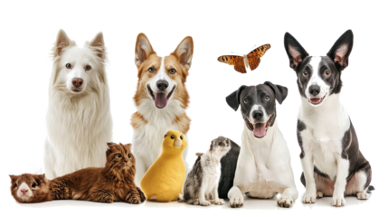 Varied Pets Play Together in a Fun Arrangement Generative AI