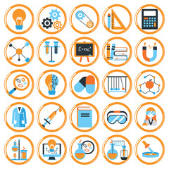 Chemistry lab vector icon set on white background