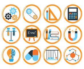 Chemistry lab vector icon set on white background