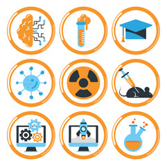 Chemistry lab vector icon set on white background