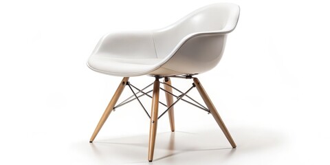 White Armchair with Wooden Legs, Isolated, Chair , Interior Design , Furniture