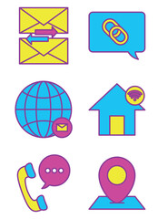 Set of contact vector icons on white background