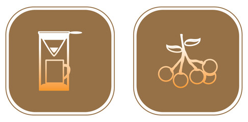 Vector image of coffee icon set with brown background