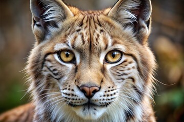 Obraz premium Lynx portrait with intense eyes and soft spotted fur texture