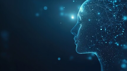 Obraz premium Abstract Human Head Profile with Neural Connections on Blue Background