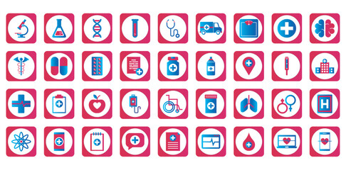 Red health vector icon set