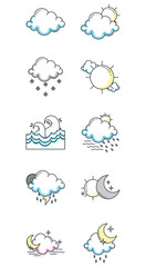 weather vector icon set with white background
