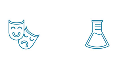 Set of school vector icons in blue lines with white background