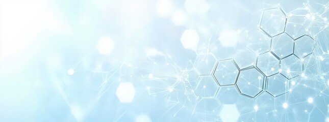 Abstract hexagonal pattern on a blue background.