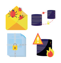 Set of cyber security vector icons on white background