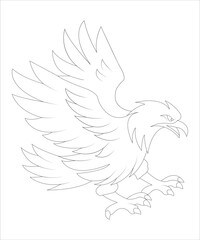 Obraz premium Set of eight line art vector logo of eagle. Can be used as a logo Or decorative items.