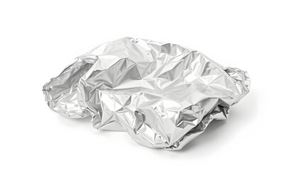Fototapeta premium Crumpled aluminum foil piece isolated on white, clipping isolated with white highlights, png