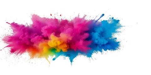 Colorful smoke rainbow painted fog festival background. Colorful rainbow paint color smoke cloud explosion isolated on transparent background.