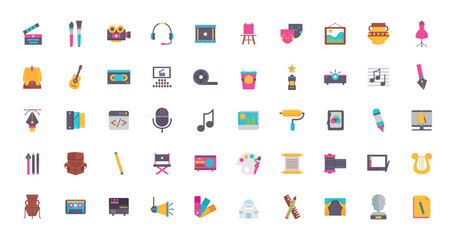 Set of vector icons of arts with white background