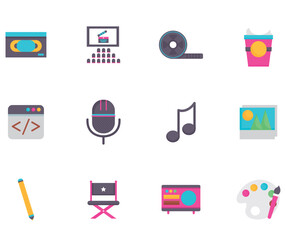 Set of vector icons of arts with white background