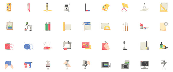 Set of vector icons of arts with white background
