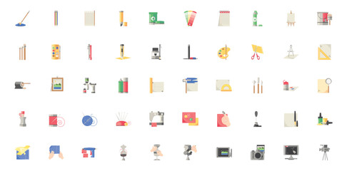 Set of vector icons of arts with white background