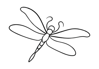 Continuous Line Art of a Dragonfly in Flight – Elegant Nature Vector