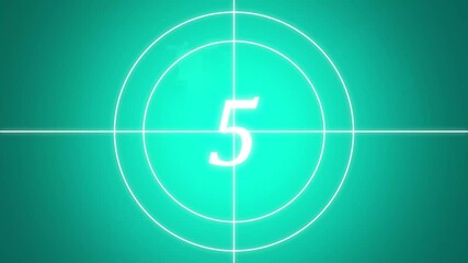 Realtime countdown from ten to zero. Old movies flat design of countdown animation for loader, sport applications, new year, banners and social media posters .4k video resolution .