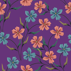 Beautiful pattern with flowers and leaf. Floral vector illustration.