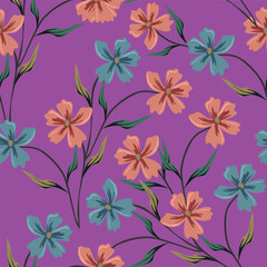 Beautiful pattern with flowers and leaf. Floral vector illustration.