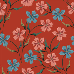 Obraz premium Beautiful pattern with flowers and leaf. Floral vector illustration.