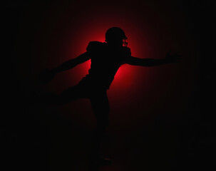 Crimson Shadow Football Player Silhouette Illustration