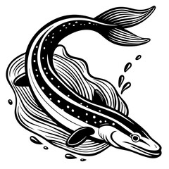 Eel Gliding Vector Silhouette 